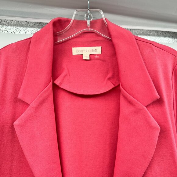 Dear Scarlett Womens Blazer Jacket Open Front Ruched Sleeve Pink Size Large - Picture 2 of 9